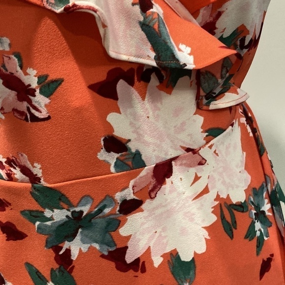 Nwot JustFab Orange Floral Wrap Dress - Picture 14 of 16